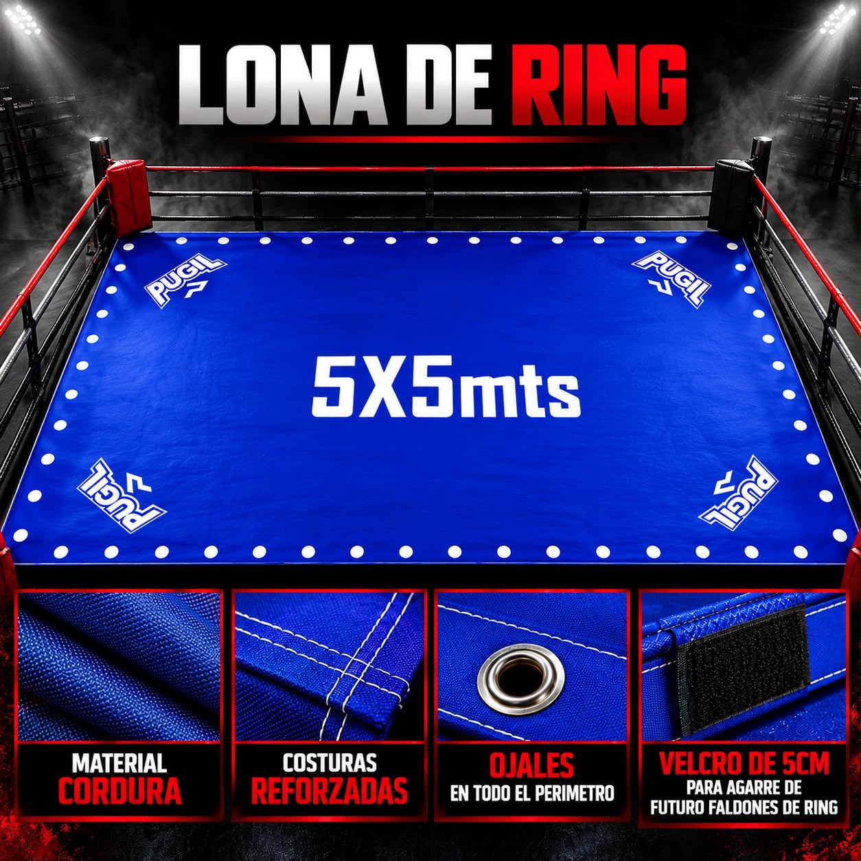 LONA DE RING PUGIL 5x5 mts