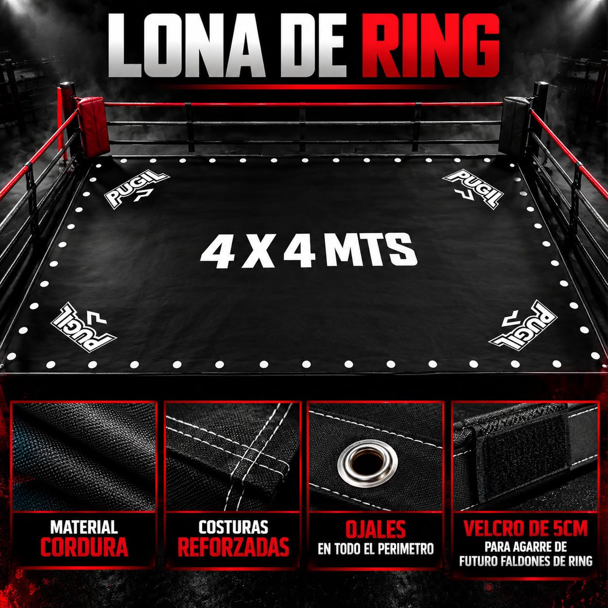 LONA DE RING PUGIL 4x4 mts